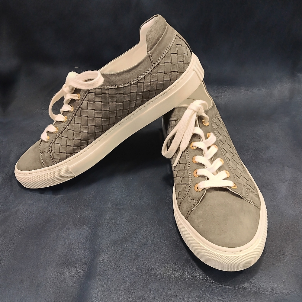 Grey M.Gemi Portare Woven Leather Sneakers Size 40.5 (9.5)